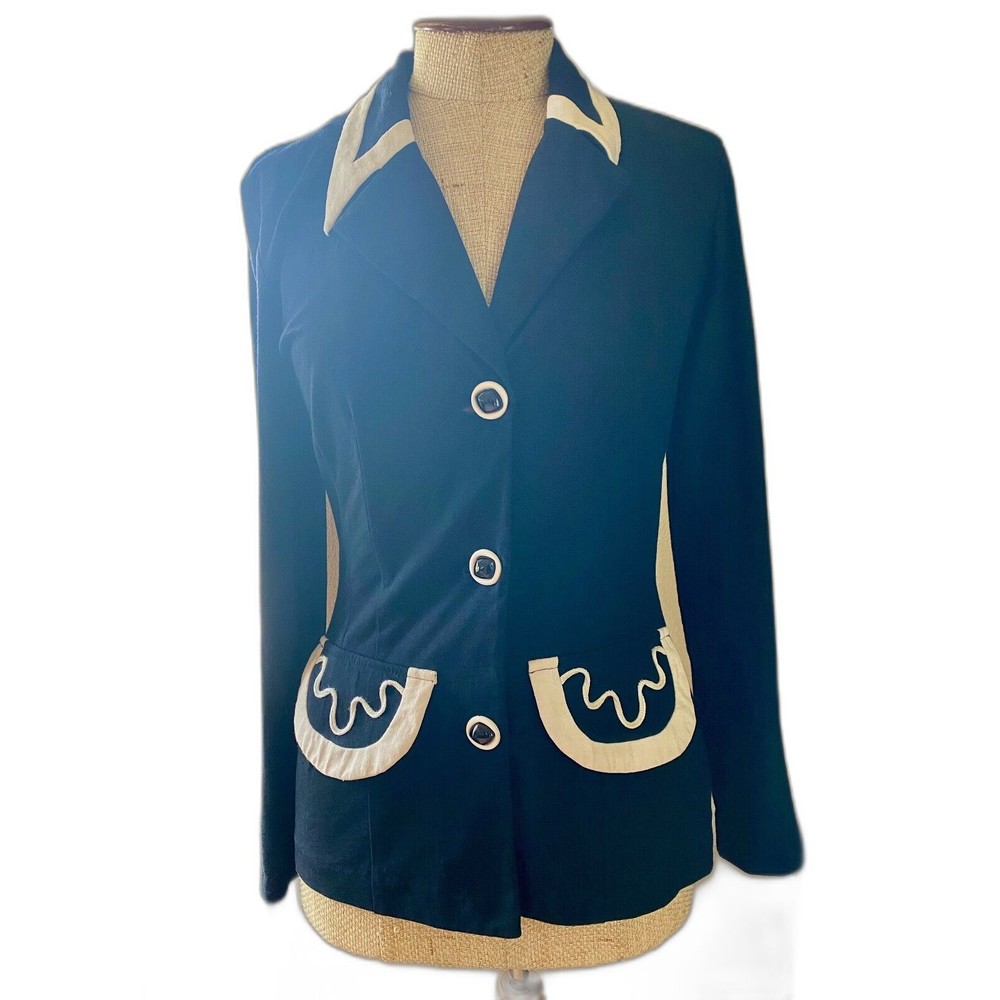 Confessions Vintage 80s/90s Contrast Detail Black Blazer Small